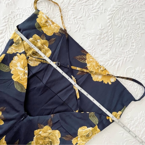 Lulus Sleek Blooms Navy Blue Floral Print Backless Cowl Maxi Dress Small - Picture 6 of 8